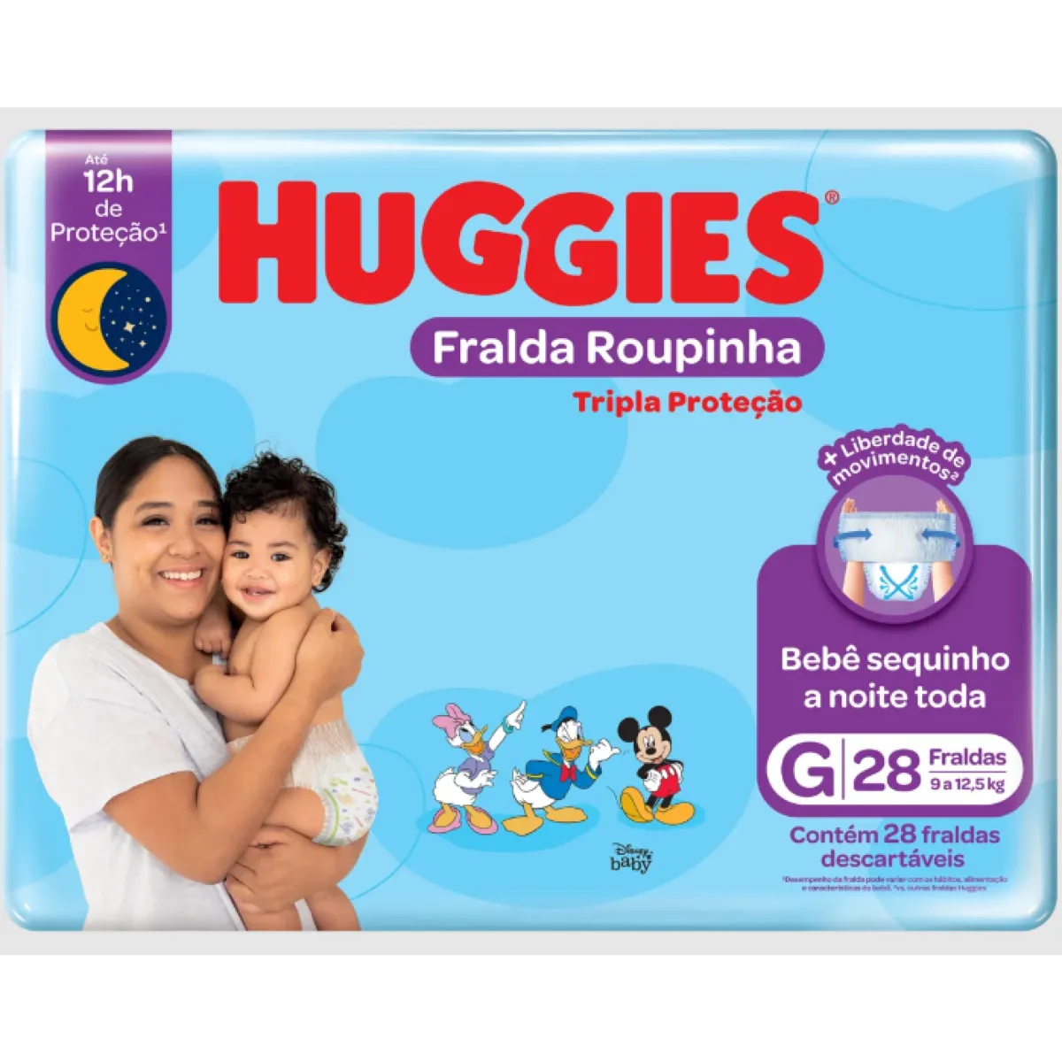 Imagem do produto FRALDA DESCARTAVEL HUGGIES TRIPLA PROTECAO ROUPINHA MEGA TAMANHO G COM 28 UNIDADES