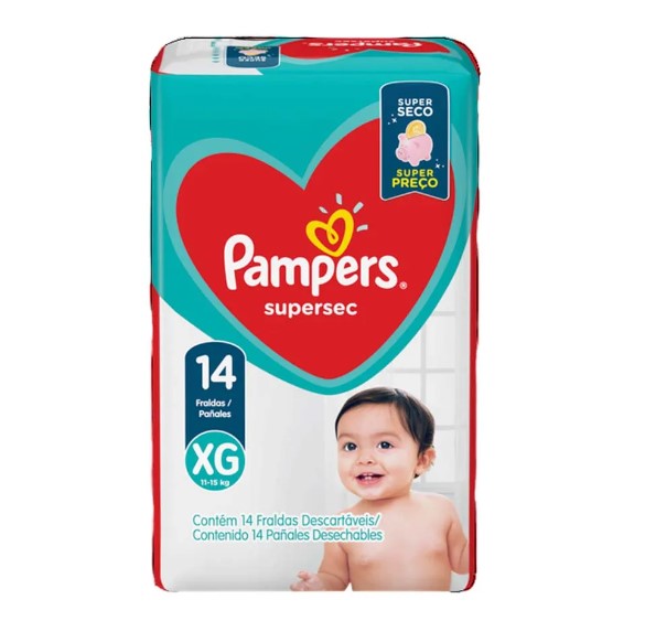 Imagem do produto FRALDA DESCARTAVEL PAMPERS SUPERSEC ECONOMICA TAMANHO XG COM 14 UNIDADES