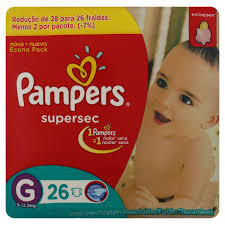 Imagem do produto FRALDA DESCARTAVEL PAMPERS SUPERSEC PACOTE TAMANHO G COM 26 UNIDADES