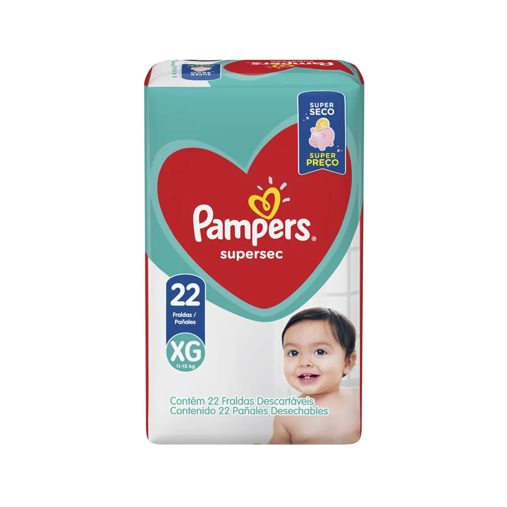 Imagem do produto FRALDA DESCARTAVEL PAMPERS SUPERSEC PACOTE TAMANHO XG COM 22 UNIDADES