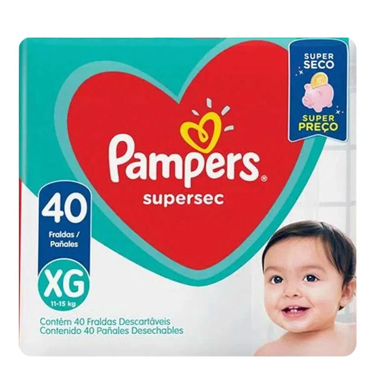 Imagem do produto FRALDA DESCARTAVEL PAMPERS SUPERSEC TAMANHO XG COM 40 UNIDADES