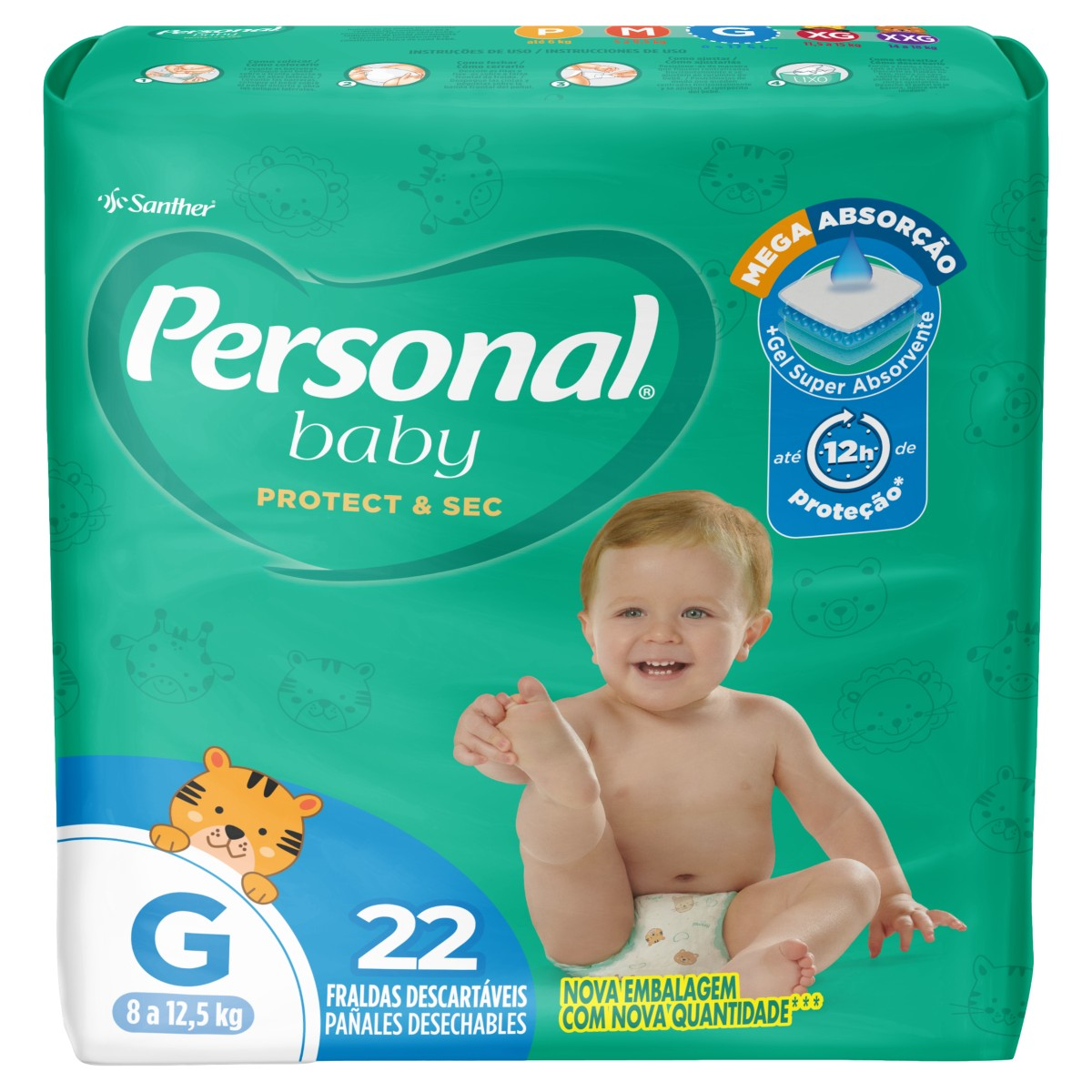 Imagem do produto FRALDA DESCARTAVEL PERSONAL JUMBO TAMANHO G COM 22 UNIDADES
