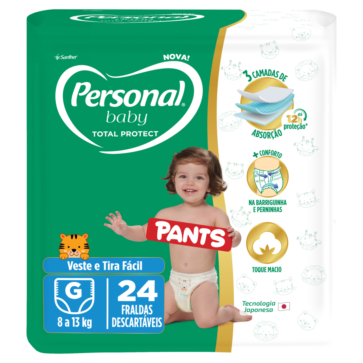 Imagem do produto FRALDA DESCARTAVEL PERSONAL PROTECT PANTS JUMBO TAMANHO G COM 24 UNIDADES