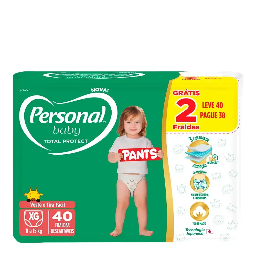 Imagem do produto FRALDA DESCARTAVEL PERSONAL PROTECT PANTS MEGA TAMANHO XG LEVE 40 PAGUE 38