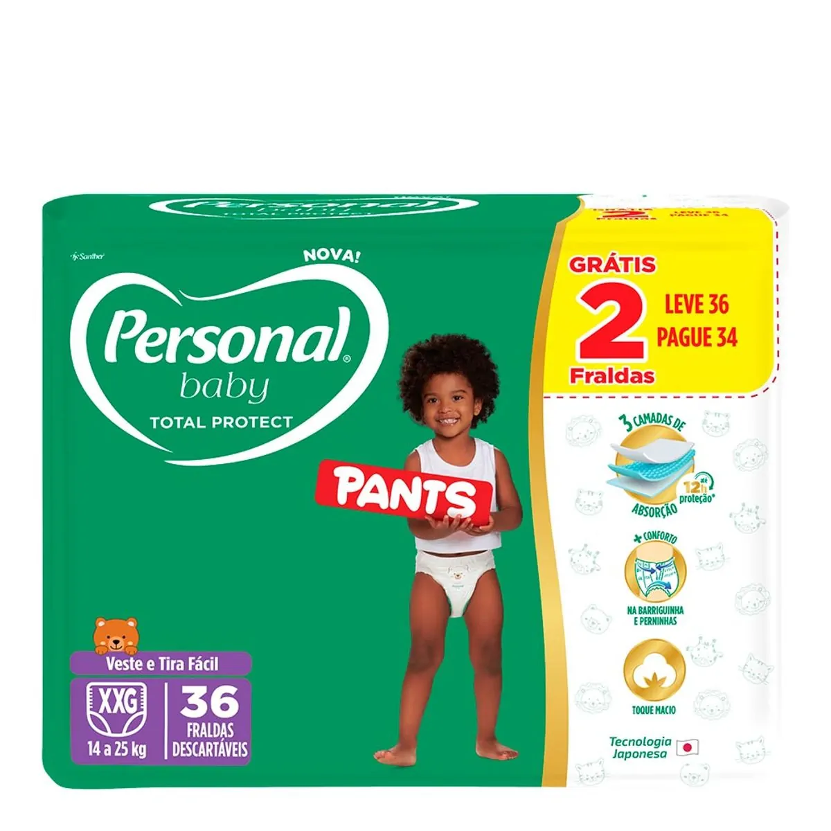 Imagem do produto FRALDA DESCARTAVEL PERSONAL PROTECT PANTS MEGA TAMANHO XXG LEVE 36 PAGUE 34