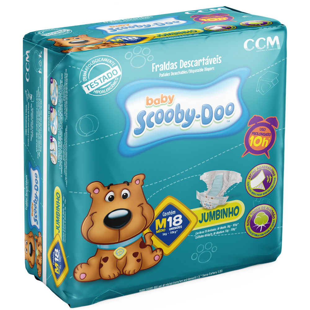 Imagem do produto FRALDA DESCARTAVEL SCOOBY DOO BABY JUMBINHO TAMANHO M COM 18 UNIDADES