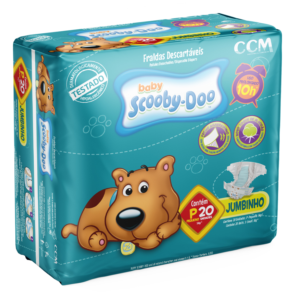 Imagem do produto FRALDA DESCARTAVEL SCOOBY DOO BABY JUMBINHO TAMANHO P COM 20 UNIDADES