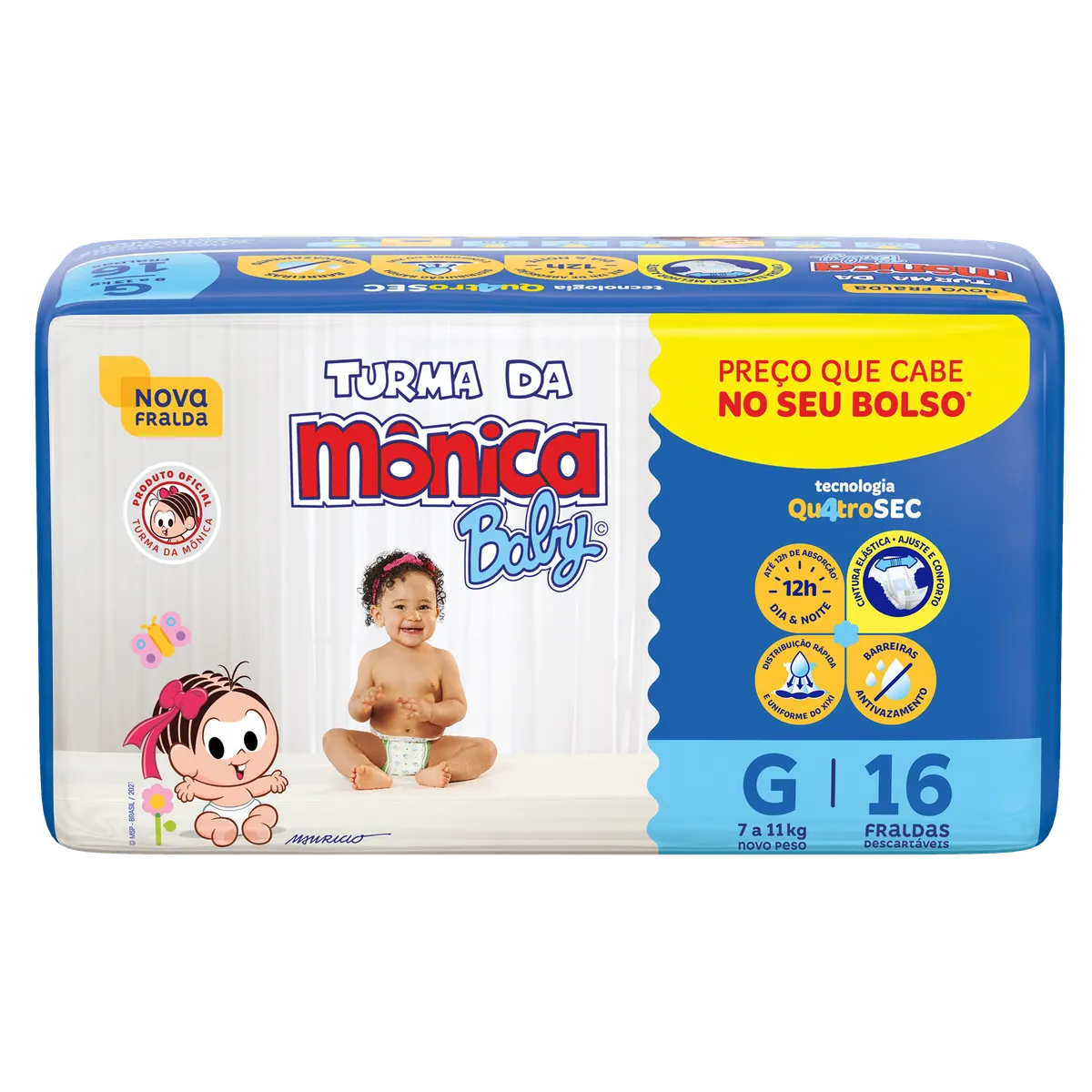 Imagem do produto FRALDA DESCARTAVEL TURMA DA MONICA JUMBINHO TAMANHO G COM 16 UNIDADES