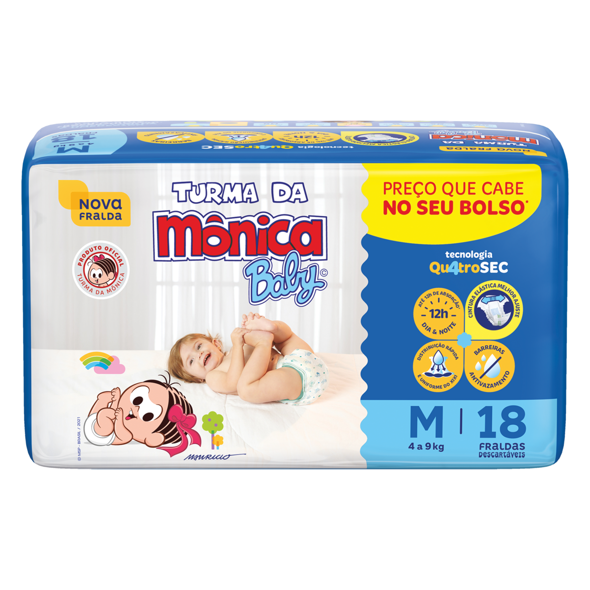 Imagem do produto FRALDA DESCARTAVEL TURMA DA MONICA JUMBINHO TAMANHO M COM 18 UNIDADES