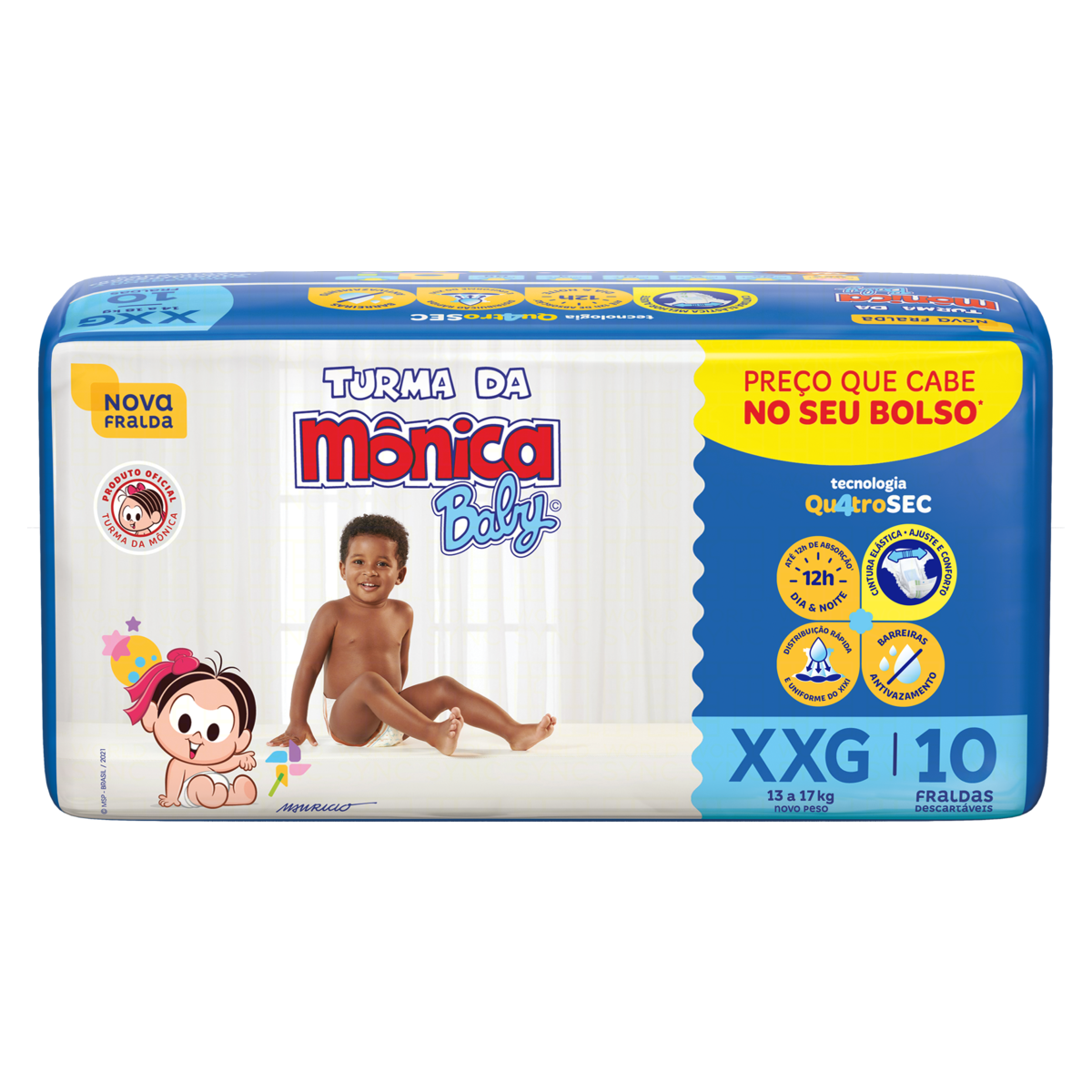 Imagem do produto FRALDA DESCARTAVEL TURMA DA MONICA JUMBINHO TAMANHO XXG COM 10 UNIDADES