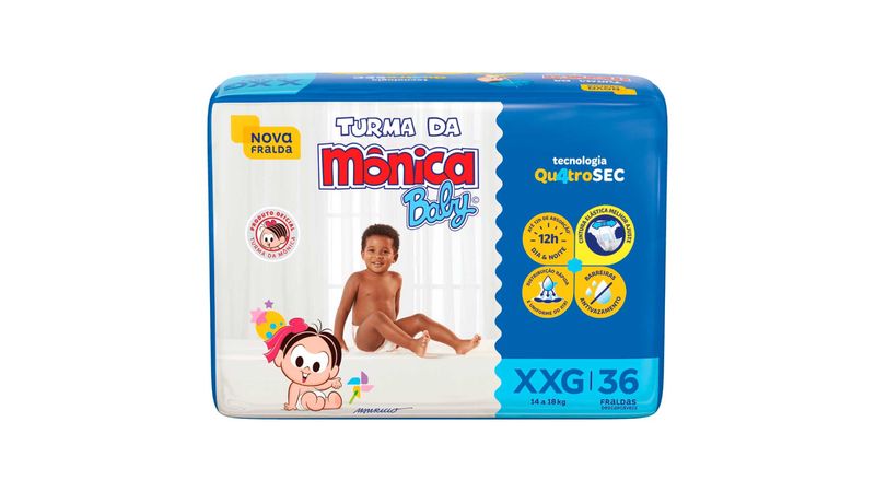 Imagem do produto FRALDA DESCARTAVEL TURMA DA MONICA MEGA TAMANHO XXG COM 36 UNIDADES