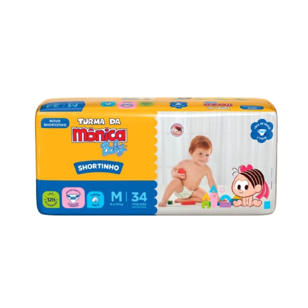 Imagem do produto FRALDA DESCARTAVEL TURMA DA MONICA SHORT JUMBO TAMANHO M COM 34 UNIDADES