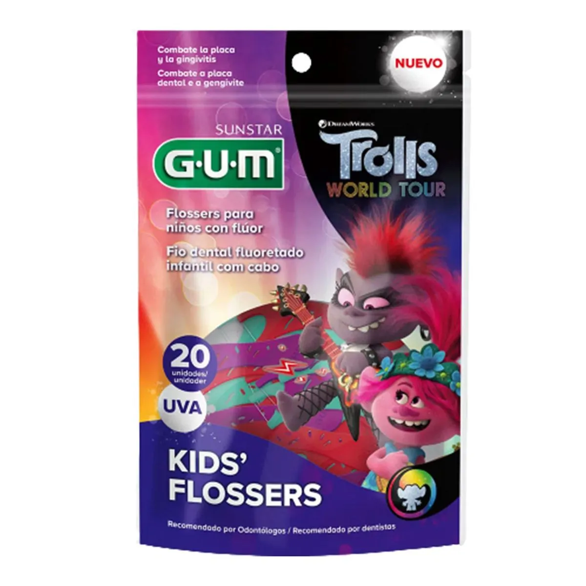 Imagem do produto HASTES COM FIO DENTAL INFANTIL GUM TROLLS COM 20 UNIDADES