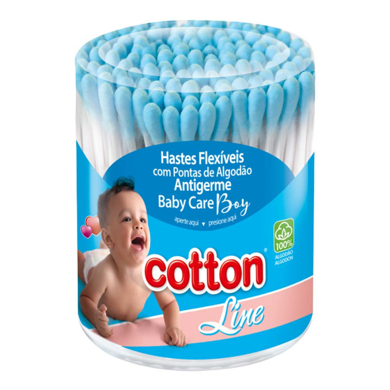 Imagem do produto HASTES FLEXIVEIS BABY CARE BOY POTE COM 150 UNIDADES
