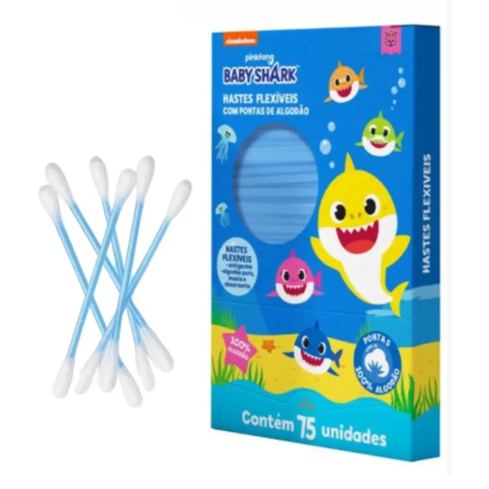 Imagem do produto HASTES FLEXIVEIS BASTONETES BABY SHARK COM 75 UNIDADES
