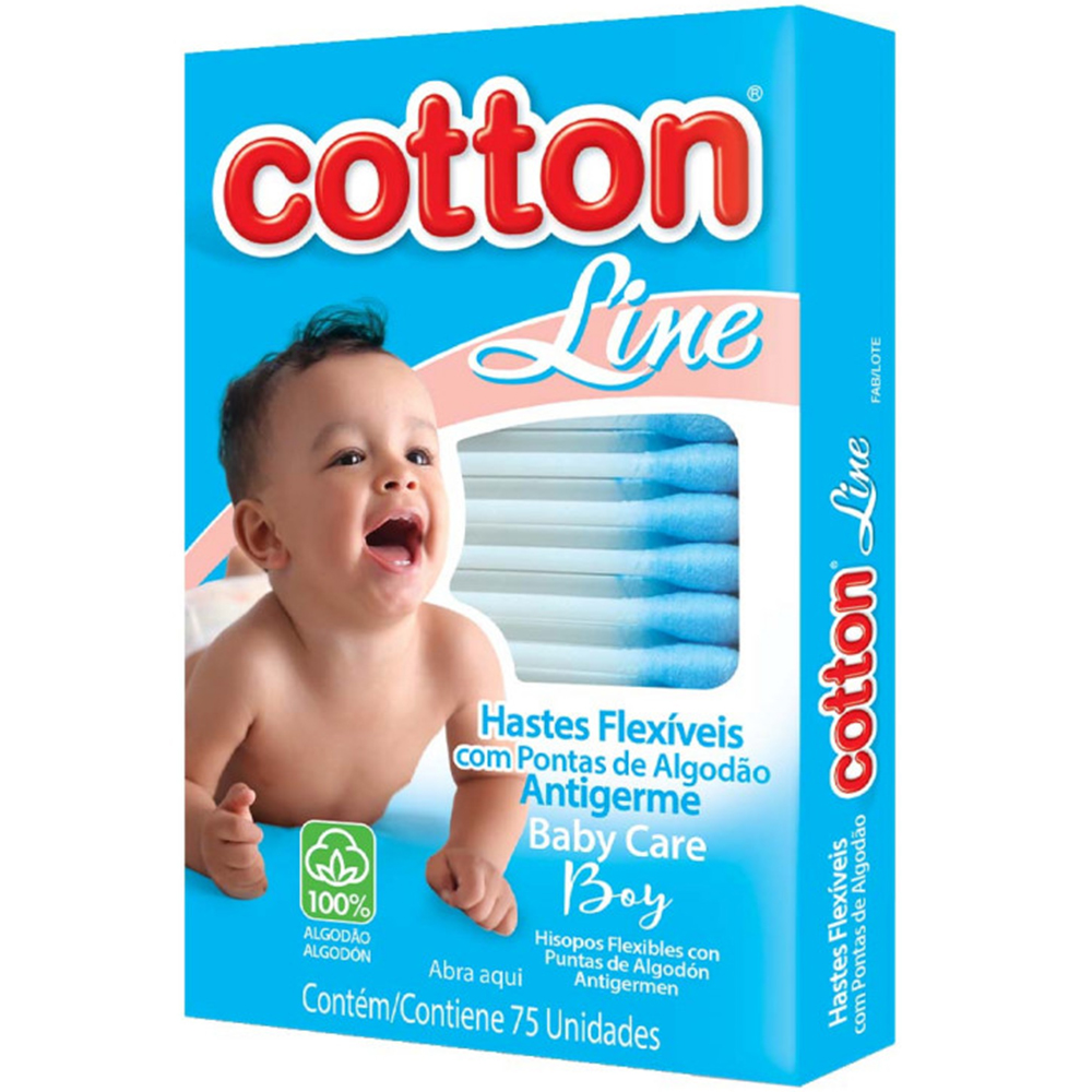 Imagem de HASTES FLEXIVEIS COTTON LINE BOY COM 75 UNIDADES