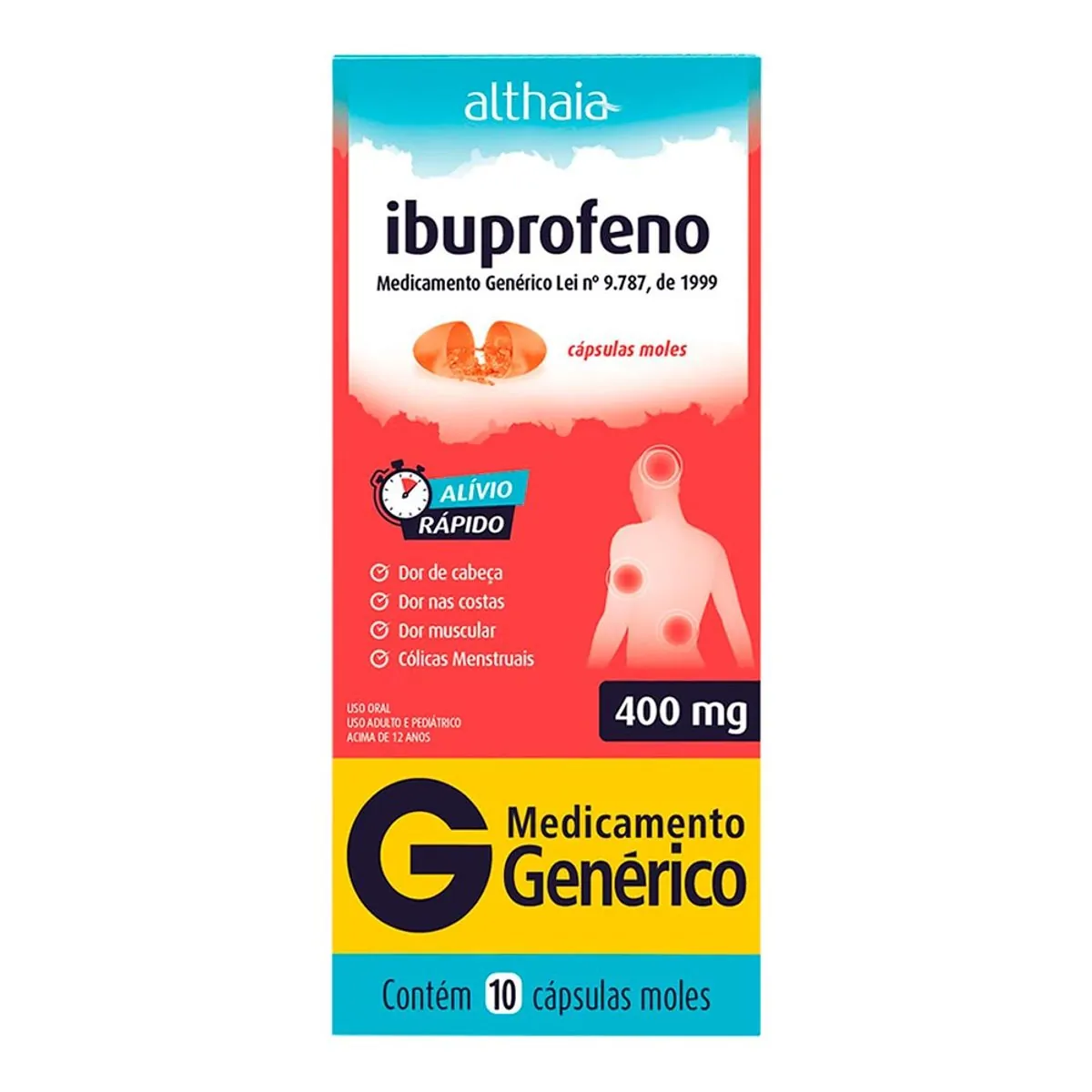 Thumbnail de IBUPROFENO 400MG ALTHAIA CAIXA COM 10 CAPSULAS