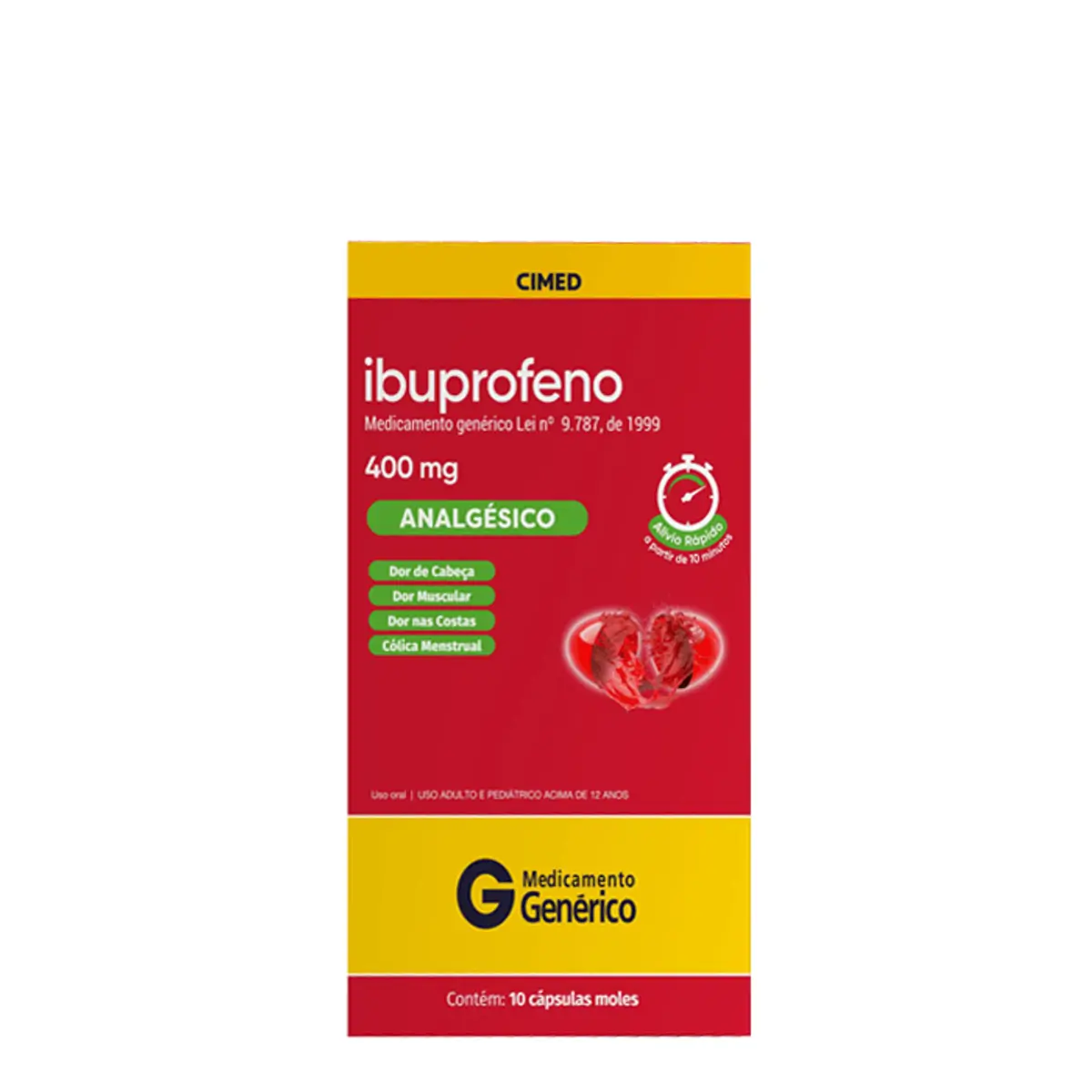 Thumbnail de IBUPROFENO 400MG CIMED BLISTER COM 10 CAPSULAS
