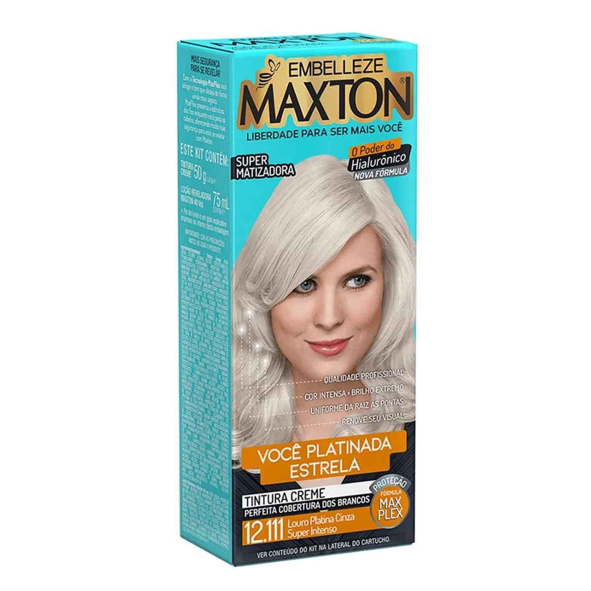 Imagem do produto KIT COLORACAO CREME MAXTON 12.111 LOURO PLATINA CINZA SUPER INTENSO