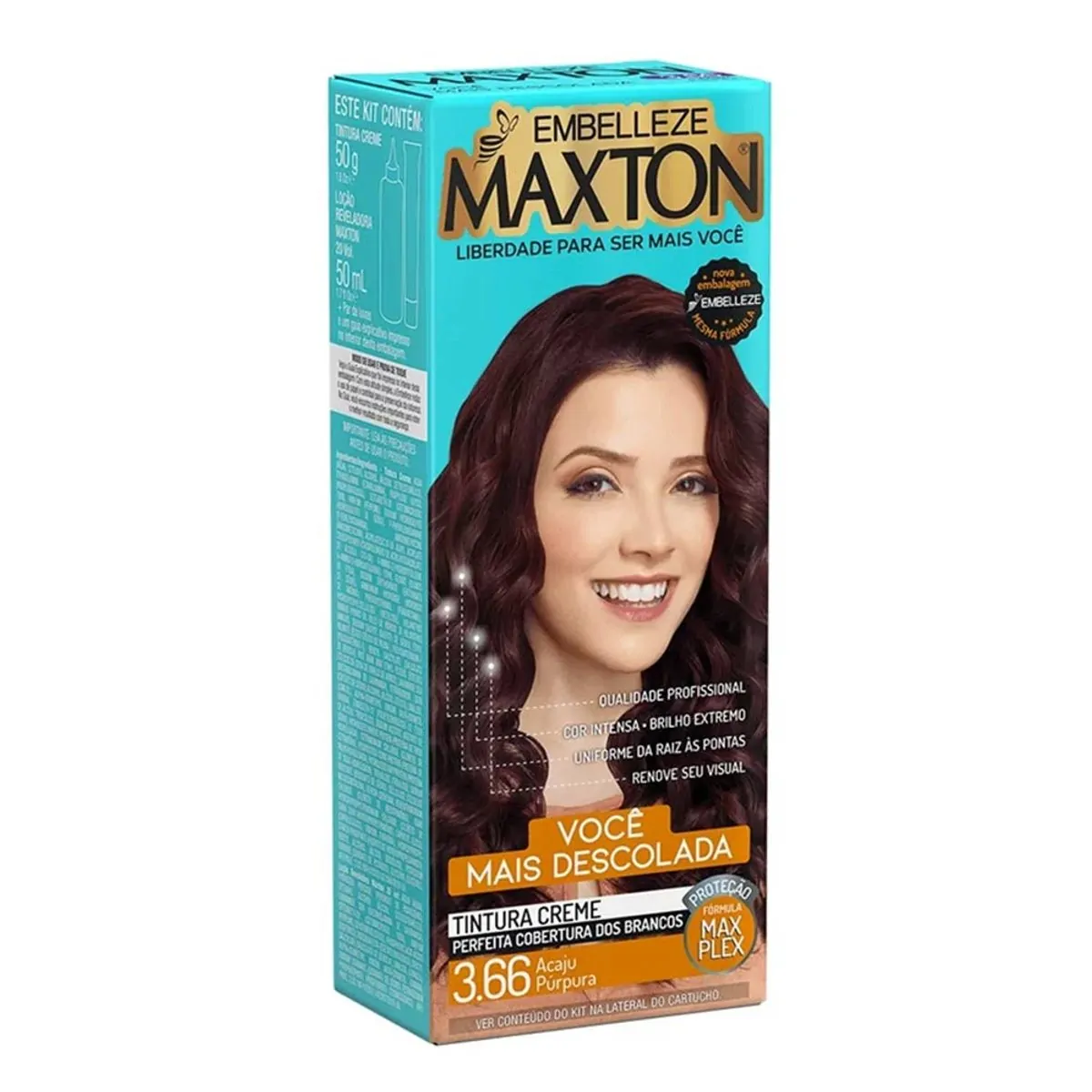 Imagem do produto KIT COLORACAO CREME MAXTON PRATIC 3.66 PURPURA SEDUCAO