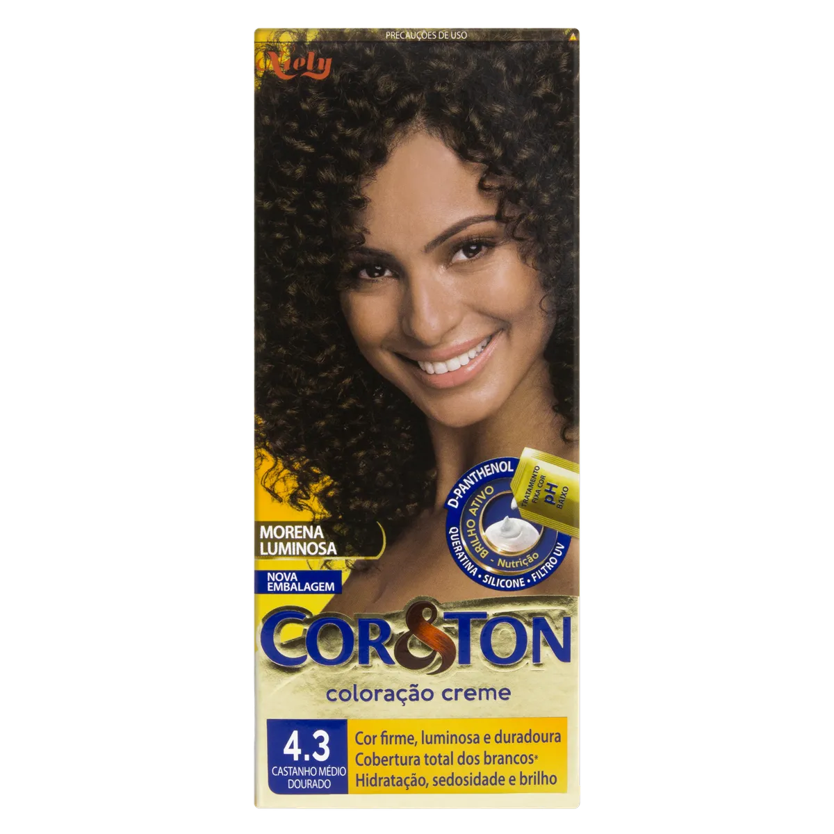KIT COLORACAO CREME NIELY COR & TON 4.3 CASTANHO MEDIO DOURADO