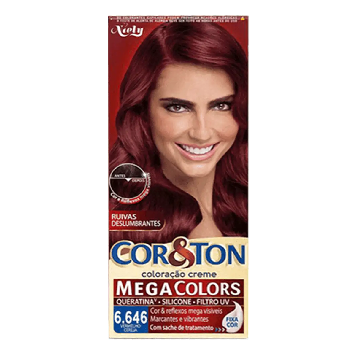 KIT COLORACAO CREME NIELY COR & TON MEGA COLORS 6.646 VERMELHO CEREJA