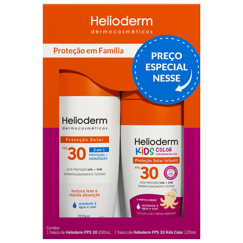Imagem do produto KIT HELIODERM FAMILIA FPS30 200G + KIDS FPS30 120G