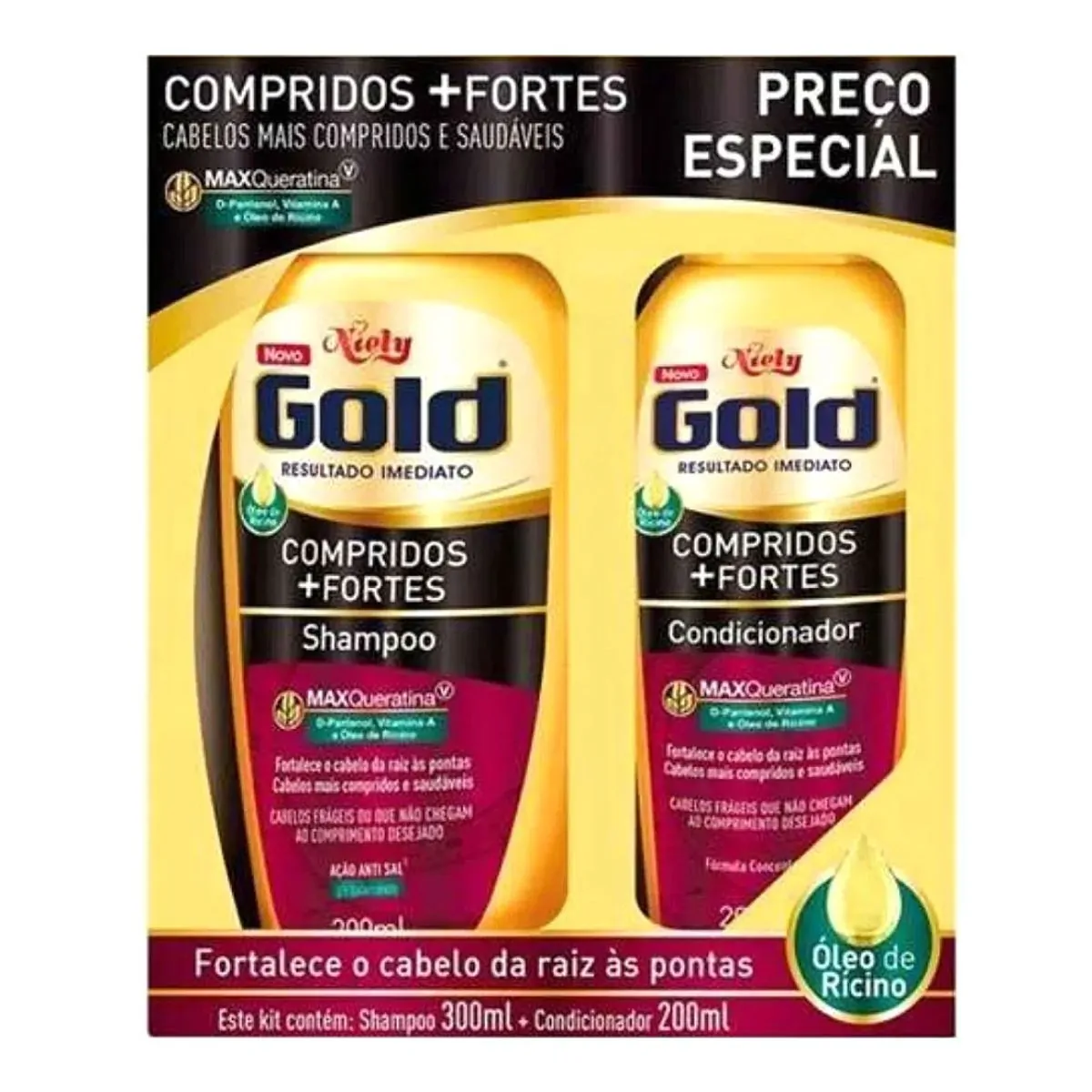 Imagem do produto KIT NIELY GOLD OLEO DE RICINO E D-PANTENOL SHAMPOO E CONDICIONADOR