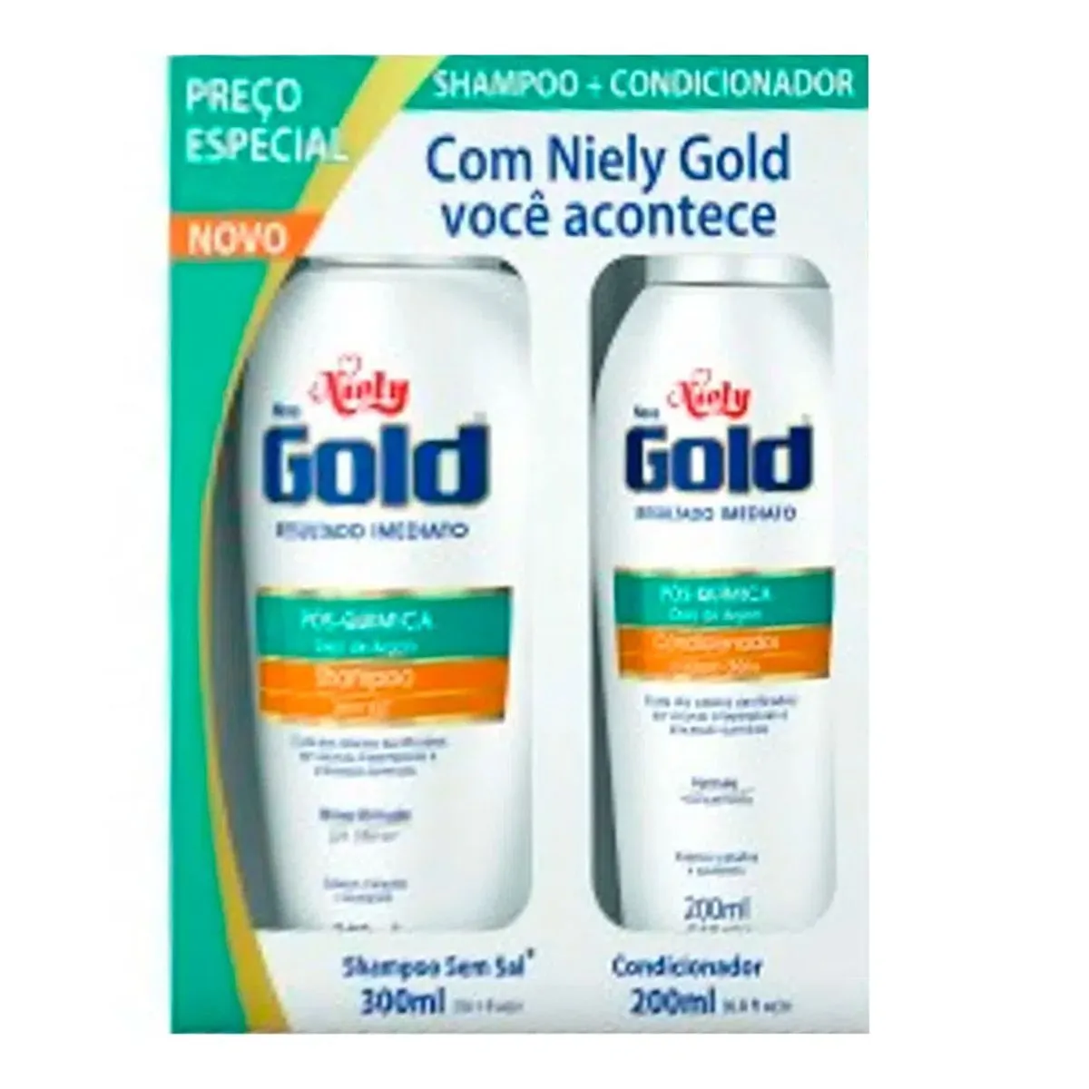 Imagem do produto KIT NIELY GOLD POS QUIMICA OLEO DE ARGAN SHAMPOO E CONDICIONADOR