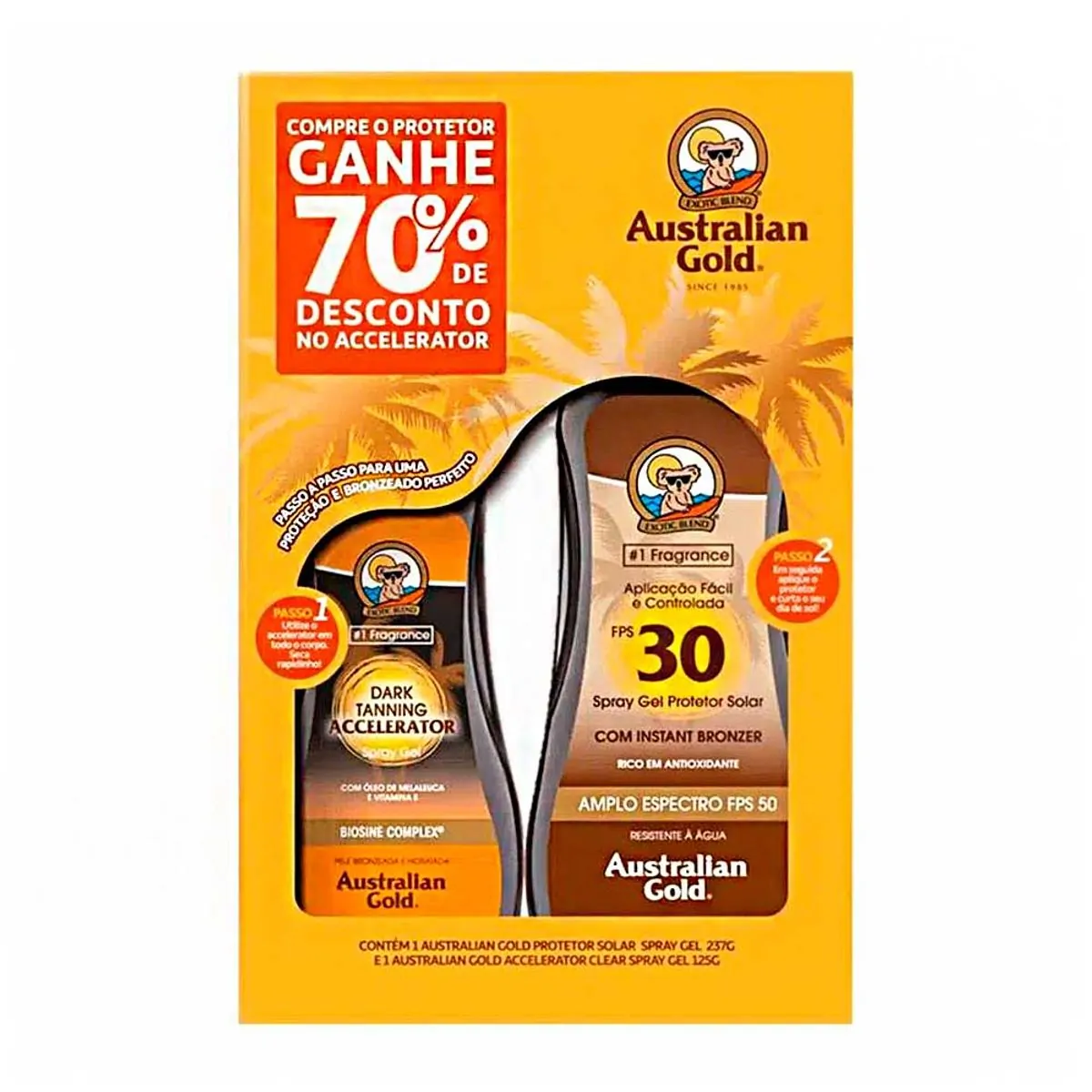 Imagem do produto KIT PROTETOR SOLAR SPRAY GEL FPS30+BRONZEADOR
