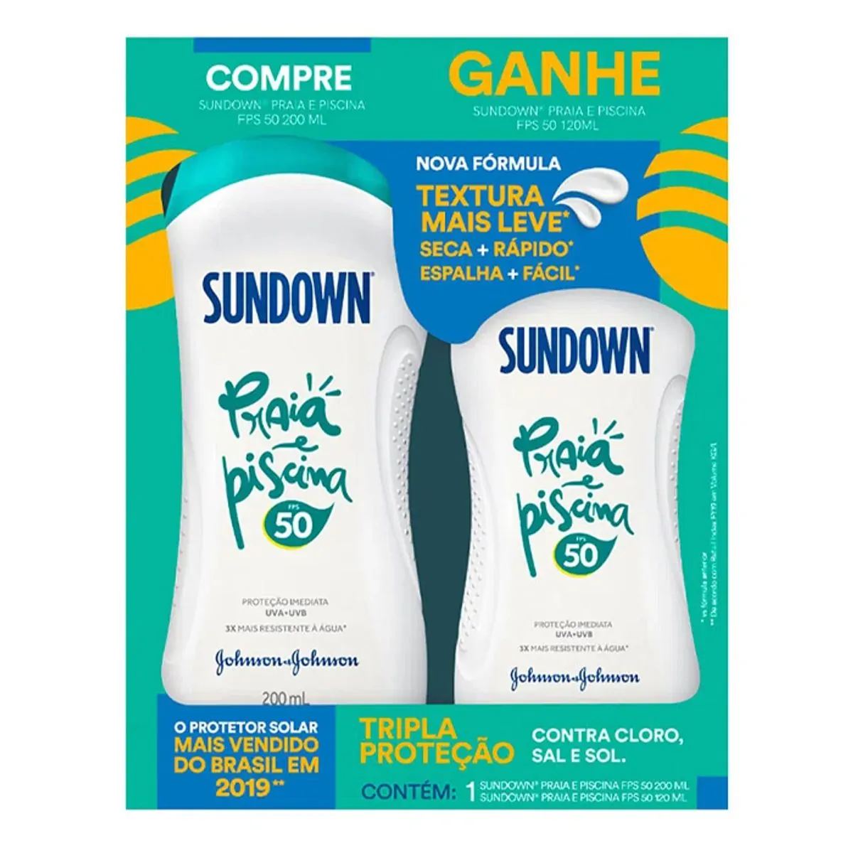 Imagem do produto KIT PROTETOR SOLAR SUNDOWN PRAIA E PISCINA FPS 50 200ML E 120ML