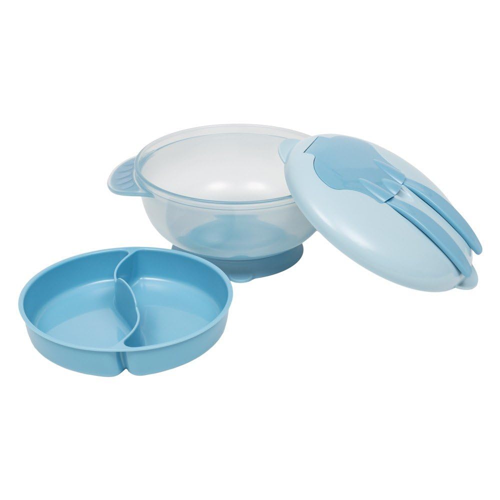 Imagem do produto KIT REFEICAO BUBA COM COMPARTIMENTO E TALHER AZUL