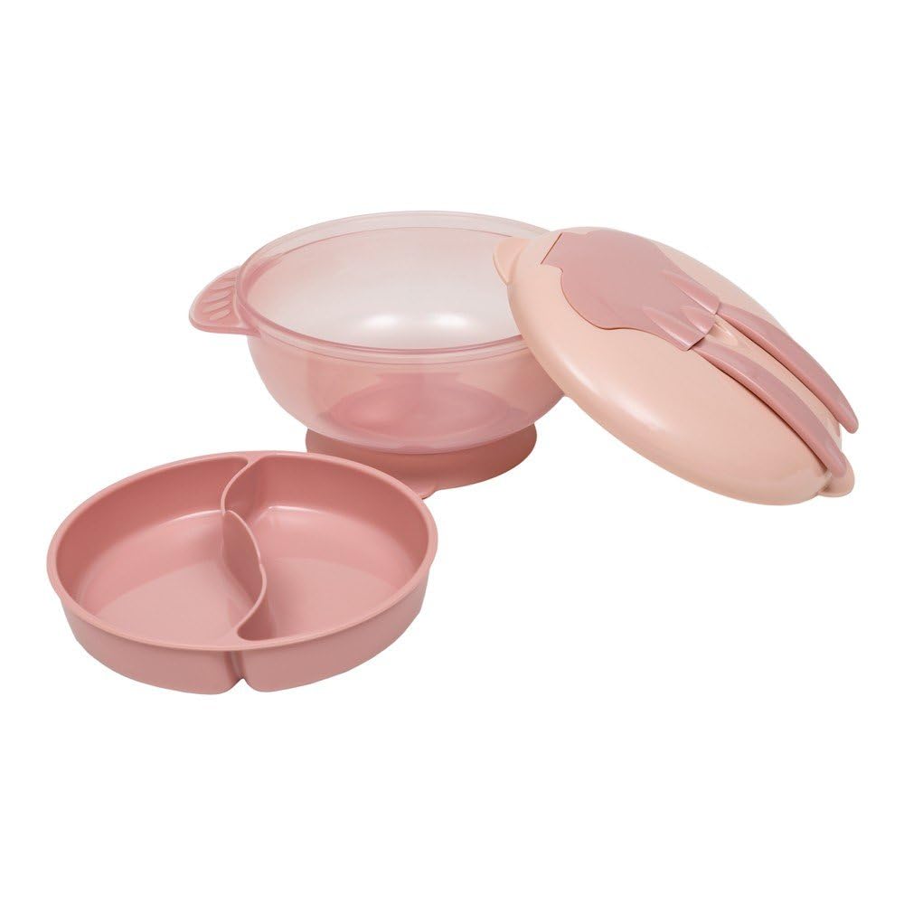 Imagem do produto KIT REFEICAO BUBA COM COMPARTIMENTO E TALHERES ROSA