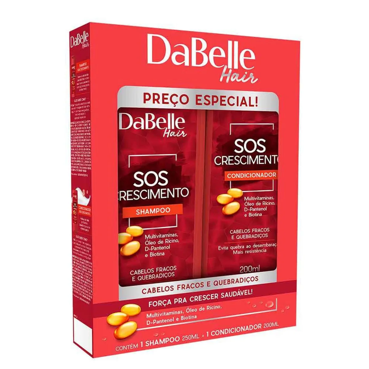Imagem do produto KIT SHAMPOO E CONDICIONADOR DABELLE SOS CRESCIMENTO 450ML