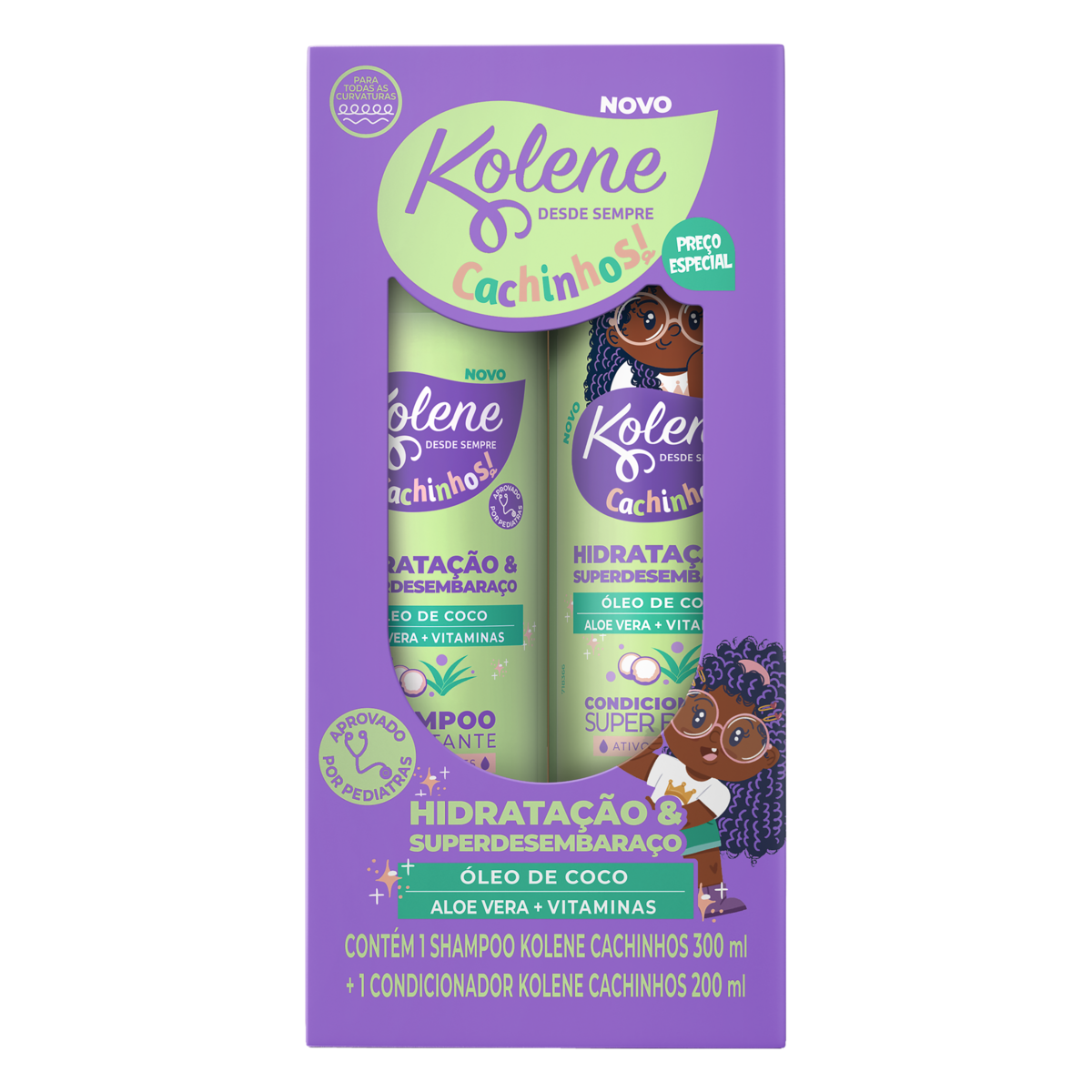 KIT SHAMPOO E CONDICIONADOR KOLENE CACHINHOS 300ML+200ML
