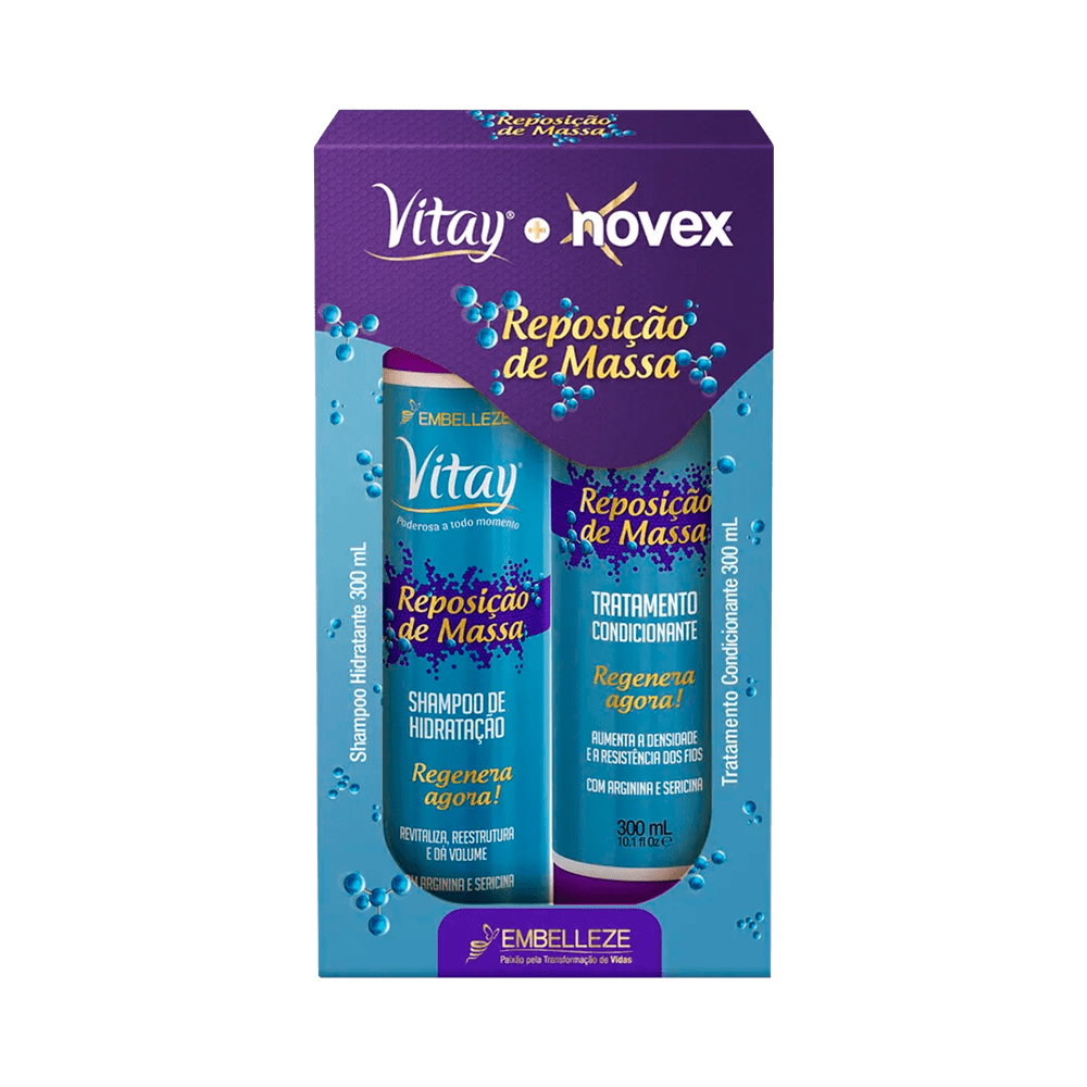 Imagem do produto KIT SHAMPOO E CONDICIONADOR NOVEX VITAY REPOSICAO DE MASSA 300ML