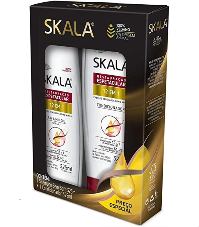 Imagem do produto KIT SHAMPOO E CONDICIONADOR SKALA 12 EM 1 325ML