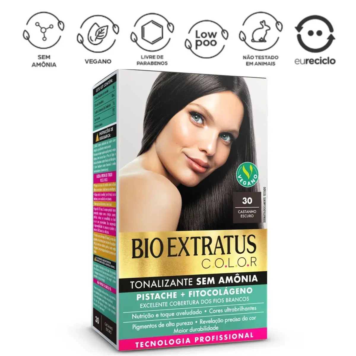 Imagem do produto KIT TONALIZANTE BIO EXTRATUS COR 3.0 CASTANHO ESCURO 135G