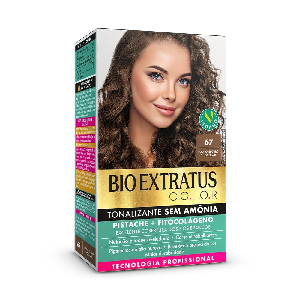Imagem do produto KIT TONALIZANTE BIO EXTRATUS COR 6.7 LOURO ESCURO CHOCOLATE 135G