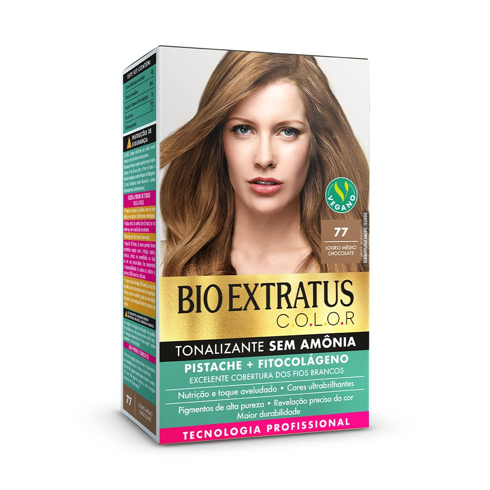 Imagem do produto KIT TONALIZANTE BIO EXTRATUS COR 7.7 LOURO MEDIO CHOCOLATE 135G
