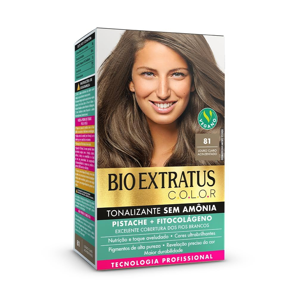 Imagem do produto KIT TONALIZANTE BIO EXTRATUS COR 8.1 LOURO CLARO ACINZENTADO 135G