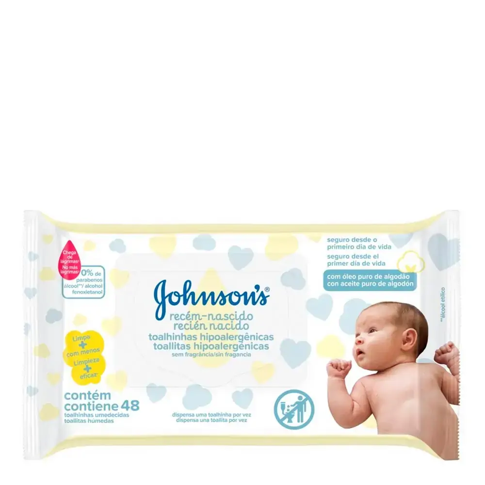 Imagem de LENCO UMEDECIDO JOHNSON'S BABY RECEM-NASCIDO COM 48 UNIDADES