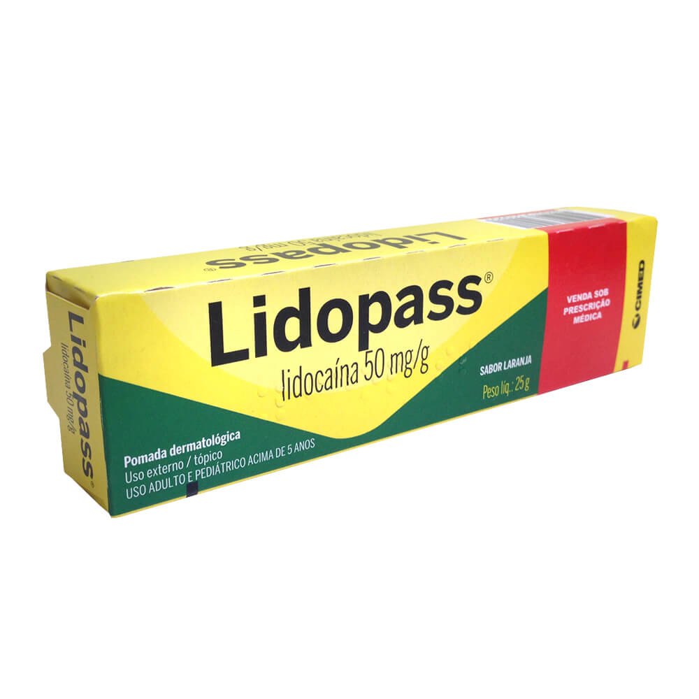 Thumbnail de LIDOPASS 50MG/G POMADA DERMATOLOGICA SABOR LARANJA BISNAGA COM 25G