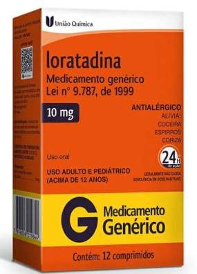 Imagem do produto LORATADINA 10MG UNIAO QUIMICA CAIXA COM 12 COMPRIMIDOS