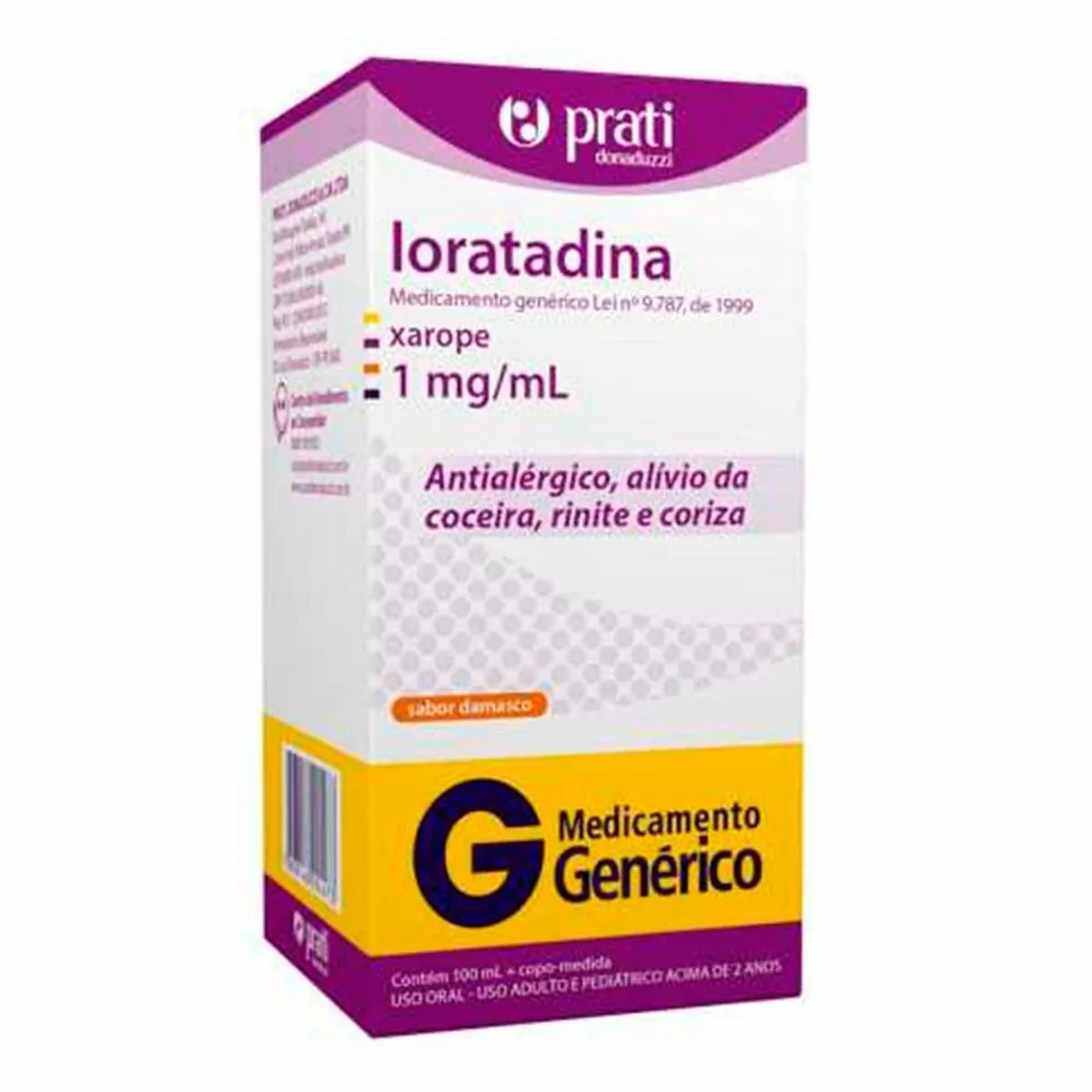 LORATADINA 1MG/ML PRATI DONADUZZI XAROPE FRASCO COM 100ML E COPO MEDIDA