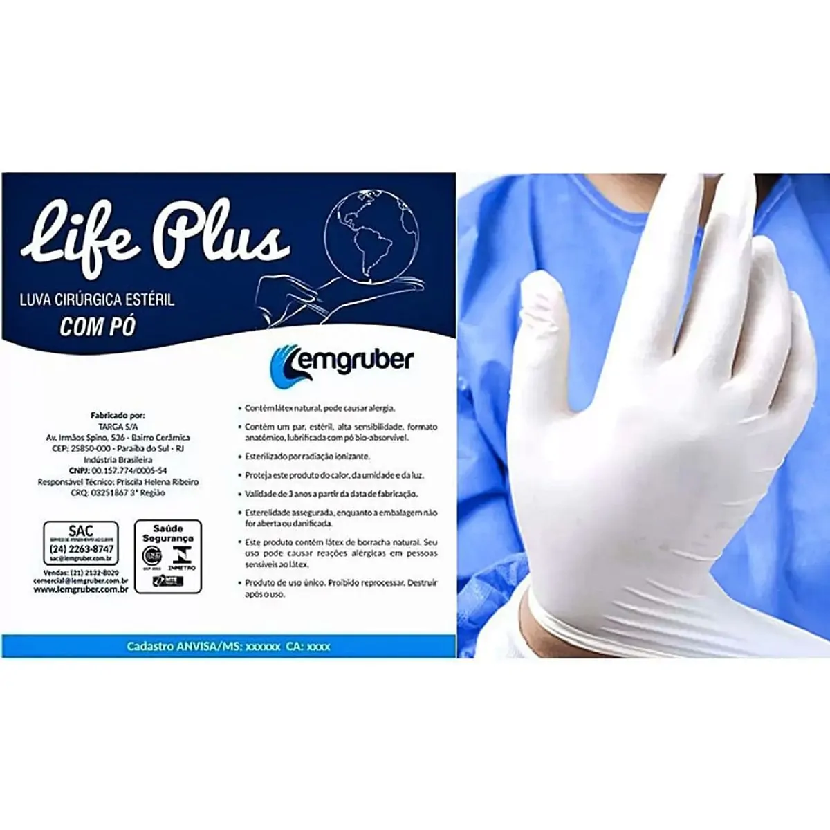 Imagem do produto LUVA CIRURGICA ESTERIL COM PO TAMANHO 6.5