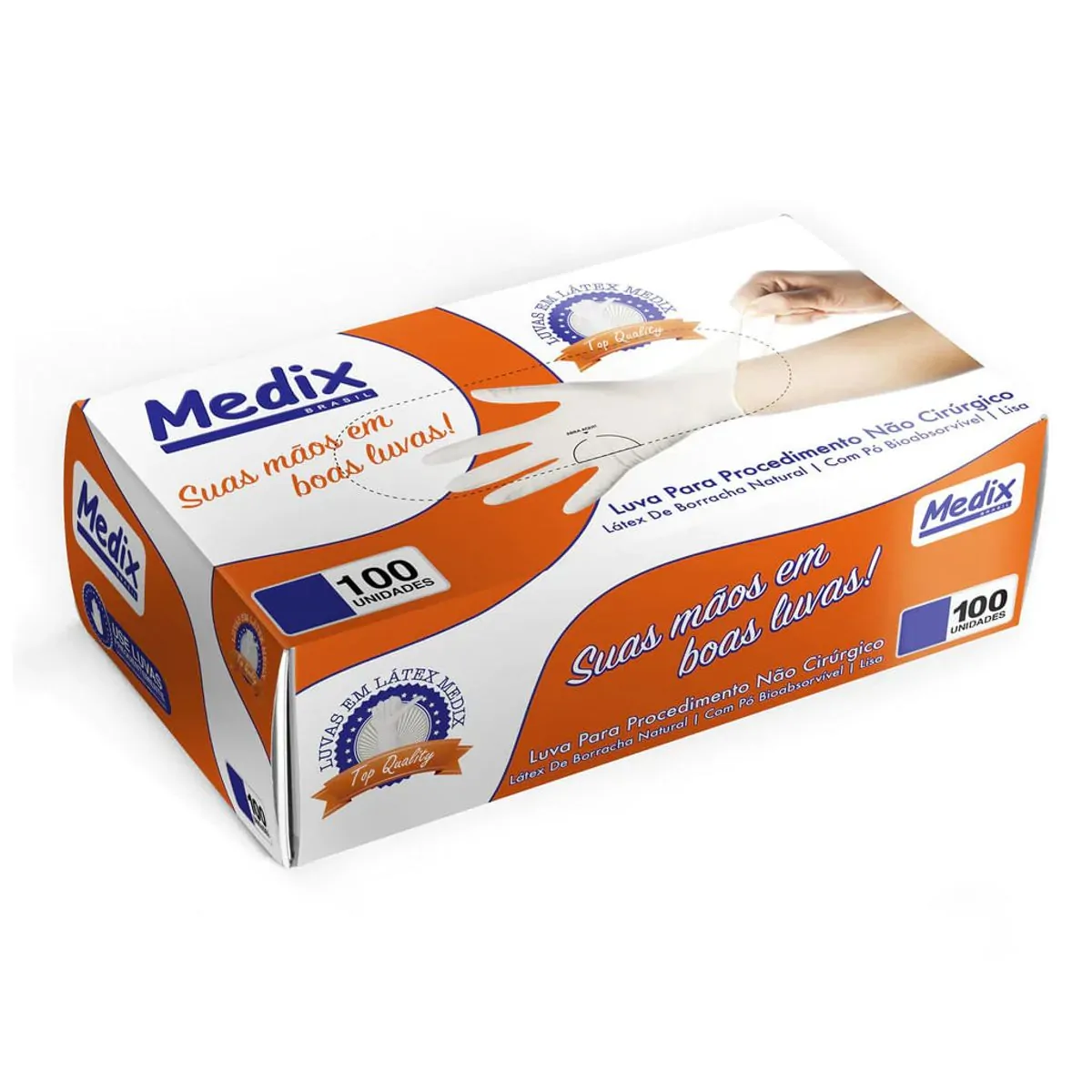 Imagem do produto LUVA DE LATEX PARA PROCEDIMENTO MEDIX TAMANHO M CAIXA COM 100