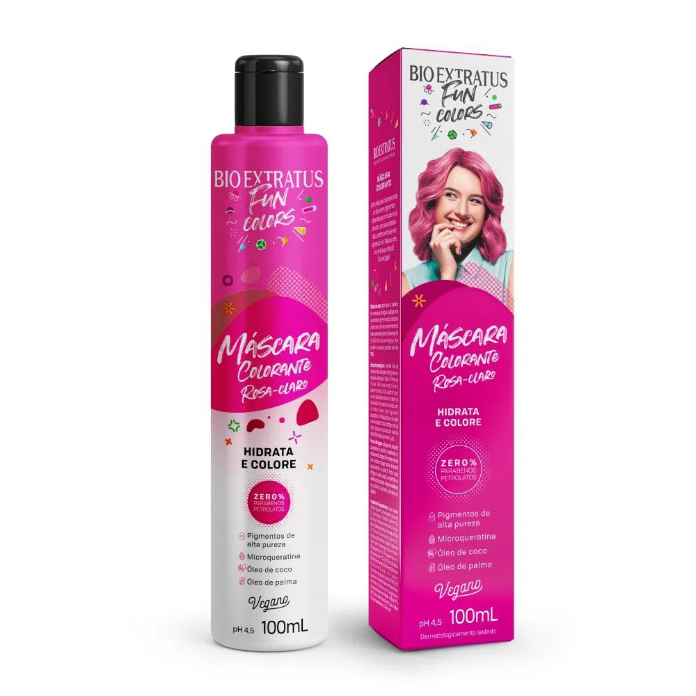 Imagem do produto MASCARA COLORANTE BIO EXTRATUS FUN COLORS ROSA CLARO 100ML