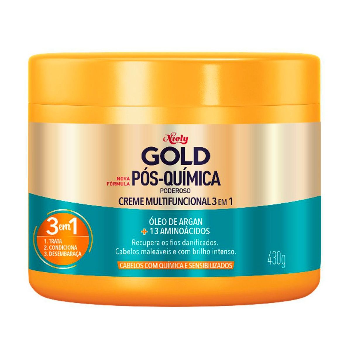 MASCARA DE HIDRATACAO CAPILAR NIELY GOLD OLEO DE ARGAN 430ML