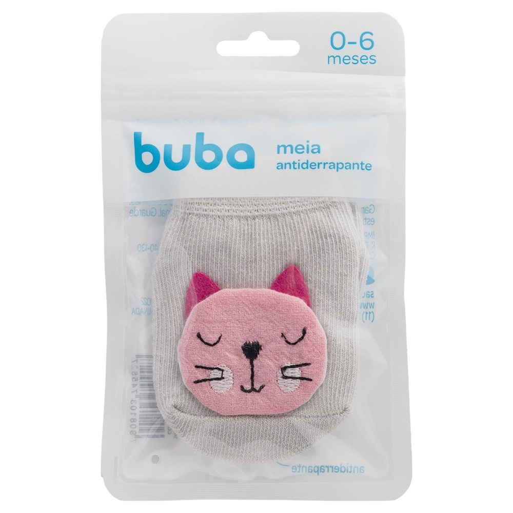 Imagem do produto MEIA ANTIDERRAPANTE BUBA COM APLIQUE GATINHO TAMANHO PP